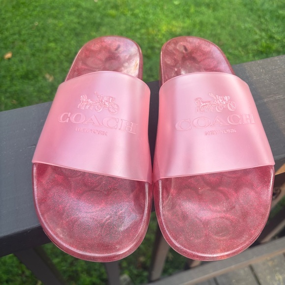 Coach Shoes - Coach Pink Metallic Slide Sandals 8.5
- Open to Offers